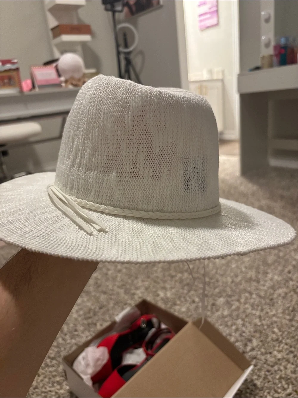 Women’s White Straw Fedora Hat - Lightweight Summer Hat